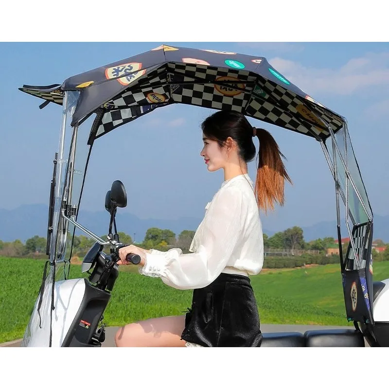

Battery car canopy, electric motorcycle windproof, rainproof, sunscreen, retractable parasol
