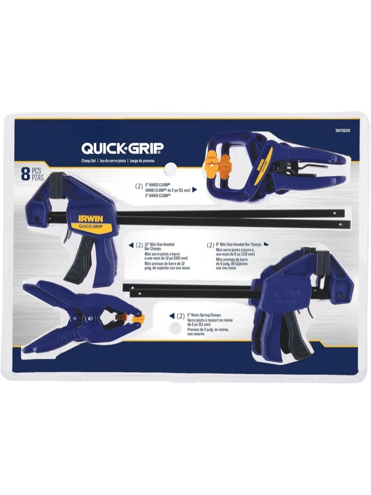 QUICK-GRIP Clamps for Woodworking, Quick Release Triggers, 6 Inch, 8 Piece Set (IRHT83220)