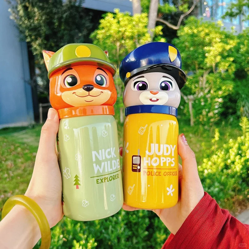 In Stock Genuine Disney Mad Zootopia Crossbody Thermos Cup Judy Nick Sheep Mayor Portable Cup For Kids Birthday Gift