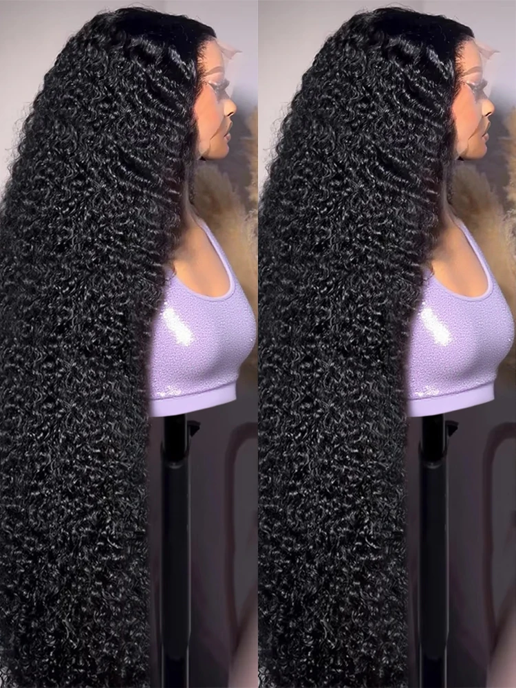 

13x6 HD Curly Human Hair Wigs 40 46 Inch Deep Wave Frontal Wigs 13x4 360 Full Lace Front Human Hair Wigs For Women 300% Density