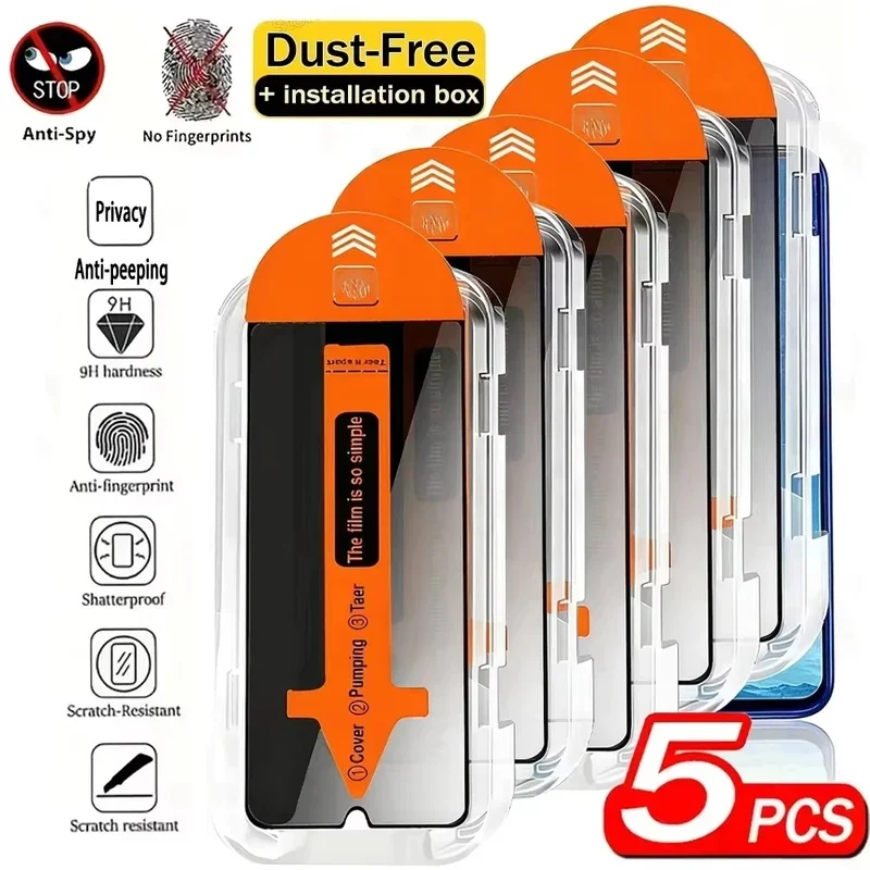 1-5PCS Protetor de Tela Anti-Espionagem Sem Poeira para Xiaomi Poco M7 M6 Pro M5 M4 X7 X6 X5F7 F6 F5 F3 X4 X3 M3 M2 C65 Vidro Temperado