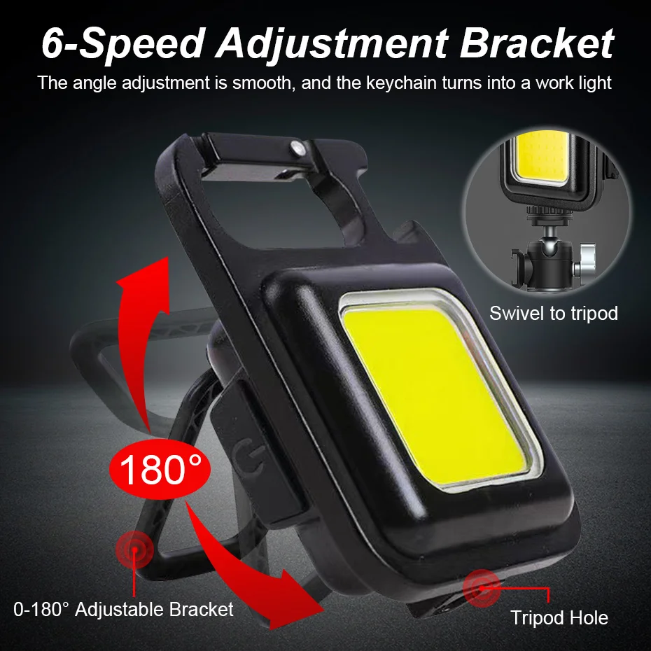 Mini LED Flashlight USB Rechargeable Portable Work Light Keychain Pocket Super Bright COB Lamp Waterproof For Outdoor Lighting