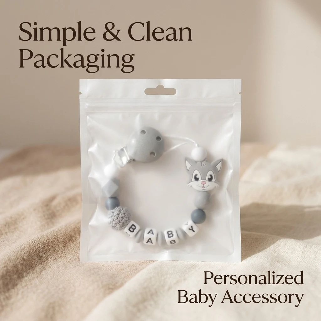 Personalized Baby Pacifier Clip Custom Name Wolf Silicone Teether Chain BPA Free Dummy Holder Newborn Gift image 5