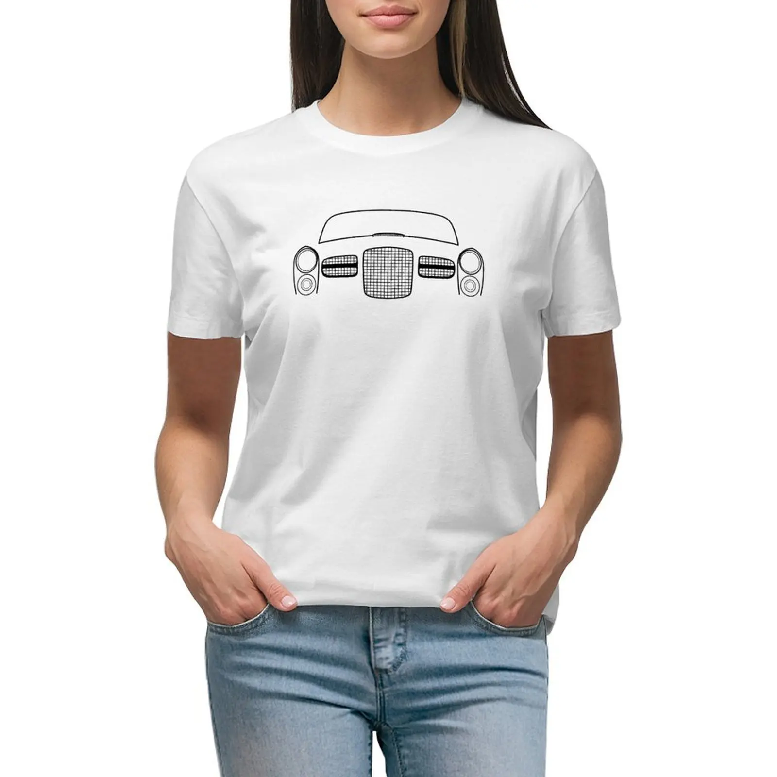 

Facel Vega HK500 1960s classic car black outline graphic T-shirt cute clothes plus size tops korean fashion tops for Women