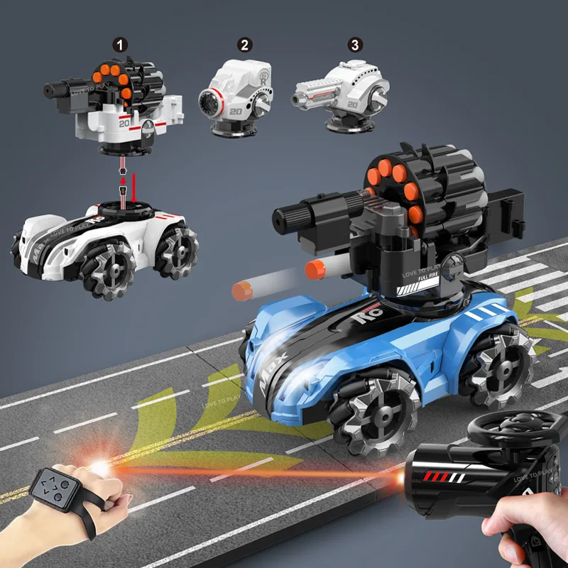 

RC Tank Rotate Battle Shooting Water BBS (Bullets) Remote Control Car 180° Spinning Turret 2.4GHz All Terrain Marbles Truck Kits