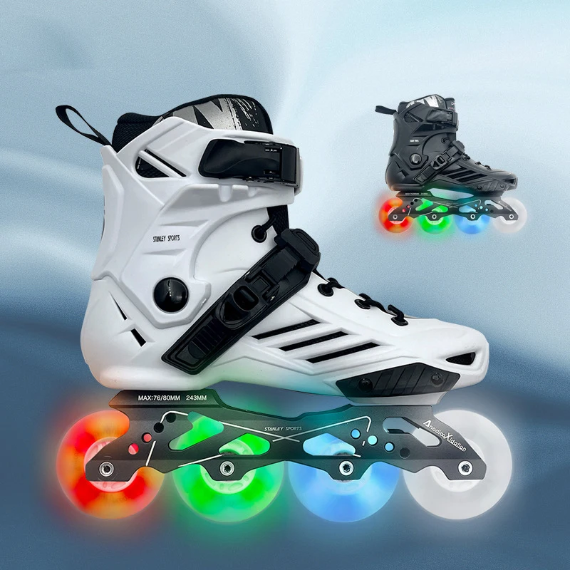 Professional Inline Roller Skates Adult Outdoor Racing Speed Skating Skates Sneakers Women Men Flashing 4 Wheels Shoes Size 36