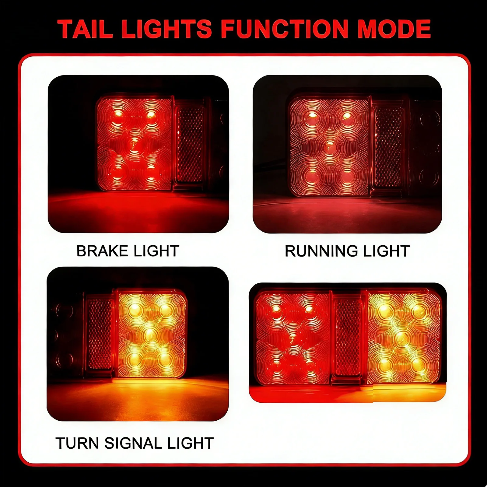 

ToriTails 2PCS 12V 10-LED Waterproof Trailer Tail Lights，Truck Trailer Lights，Brake Stop Turn Signal Lights for Car，RV，Marine