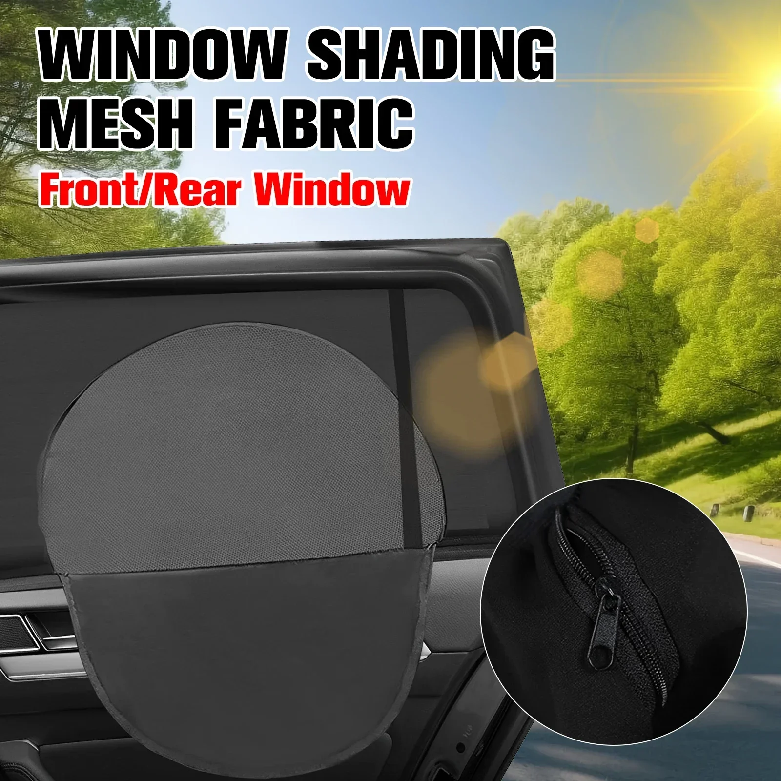 

2Pcs Car Window Shade Elastic Auto Front/Rear Side Window Sun Shade Breathable Car Privacy Sunshade Curtain with Zipper