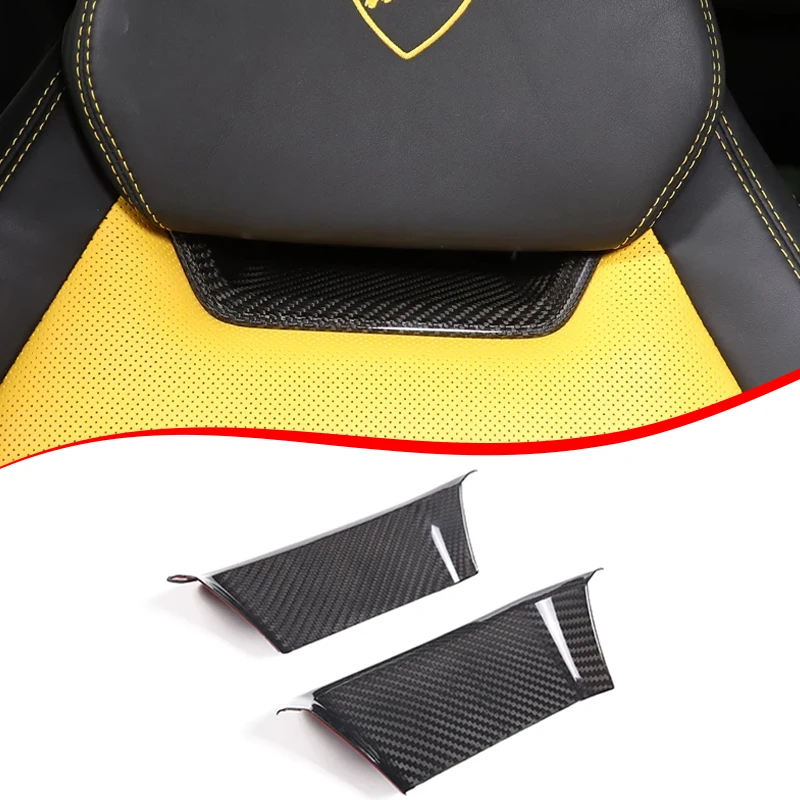 

For Lamborghini URUS 2018-2023 Car Seat Headrest Front Trim Cover Decorative Stickers Car Interior Accessories Real Carbon Fiber