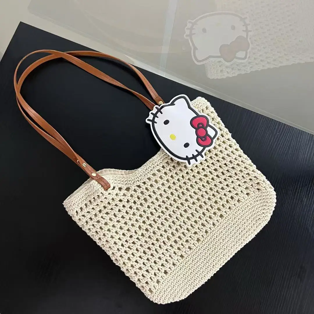 Hello Kitty Kawaii große Schlüssel Schutzhülle Pu Leder Sanrios Anime tragbare Auto Schlüsselanhänger Aufbewahrungstasche Tasche Anhänger Dekor Geschenk