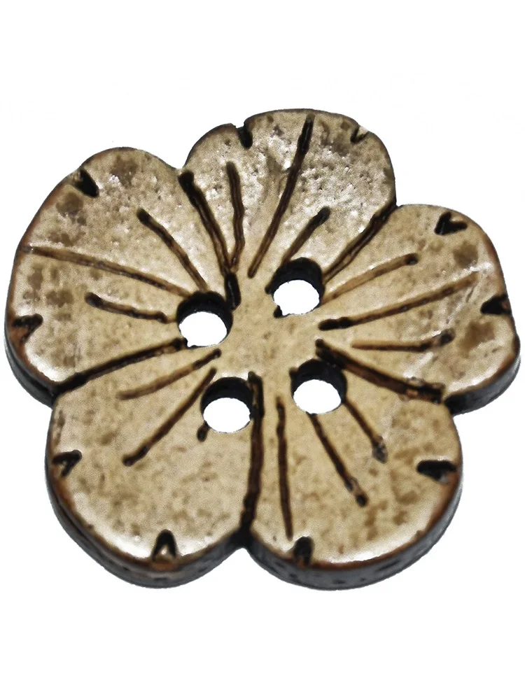 Natural Color Round Coconut Shell Buttons, Sewing Accessories, Wood Button, Flower Shape, DIY Clothes, 15PCs, 30PCs, 20mm