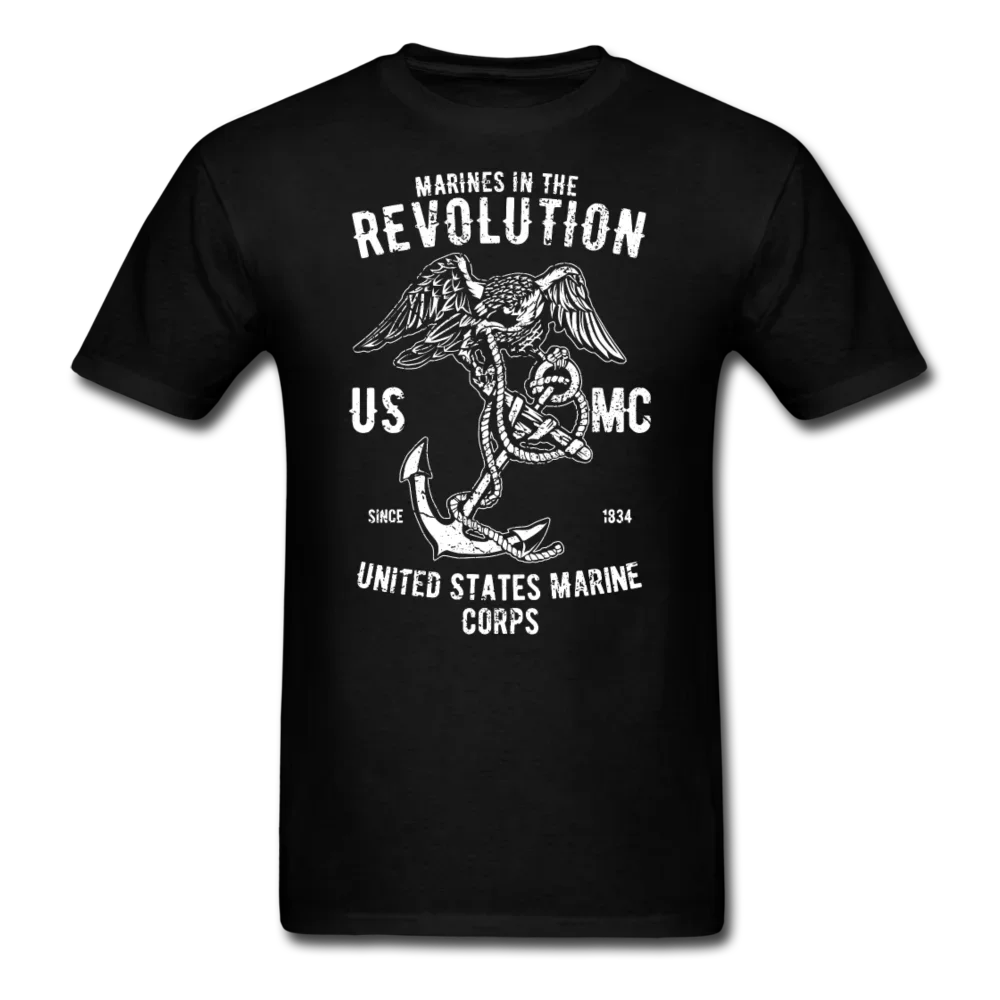 Marines Revolution US Marine Corps Hawk Anchor Printed T-Shirt 100% Cotton O-Neck Short Sleeve Casual Mens T-shirt Size S-3XL