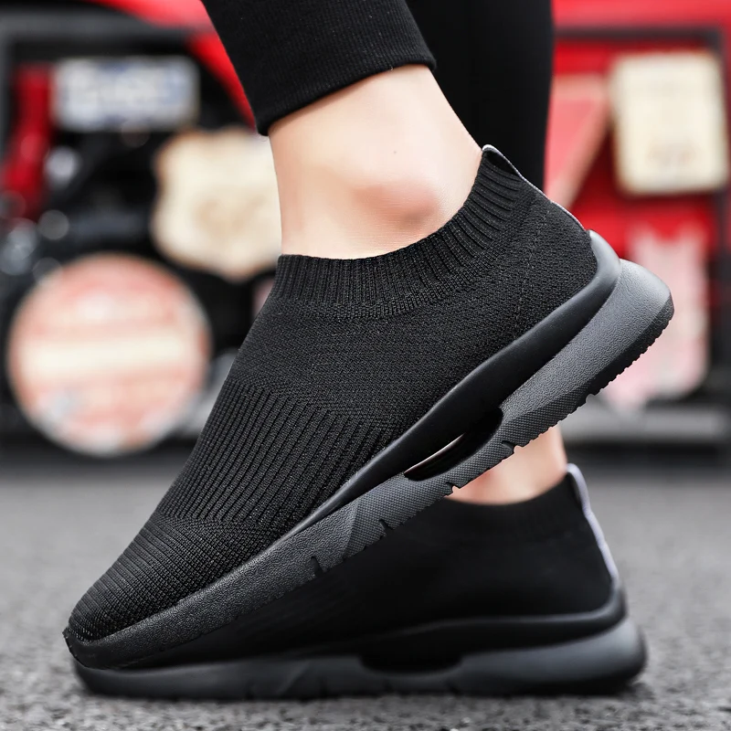 

Black Sock Shoes Women Sneakers Men Light Running Shoes Jogging Breathable Man Slip on Loafer Shoe Men's Casual Unisex Sock Shoe