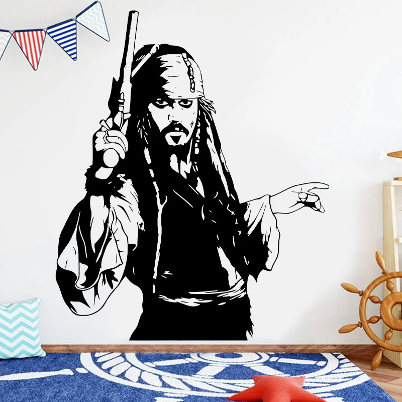 Captain Jack Sparrow Wall Sticker Vinyl Home Decor Interior Room Bedroom Adventure Movie Decals Removable Murals Wallpaper 4432