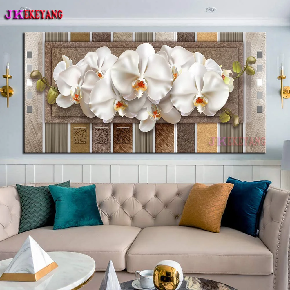 Big Size 5D DIY Diamond Painting Butterfly Orchid Flowers Diamond Embroidery Painting DIY Mosaic Gift Home Decor Y5238