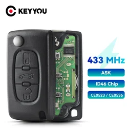 KEYYOU Remote Car Key For Peugeot 307 3008 308 408 433MHz ID46 Chip Car Flip Key VA2/HU83 Blade 433Mhz ASK 2/3BT CE0536 CE0523