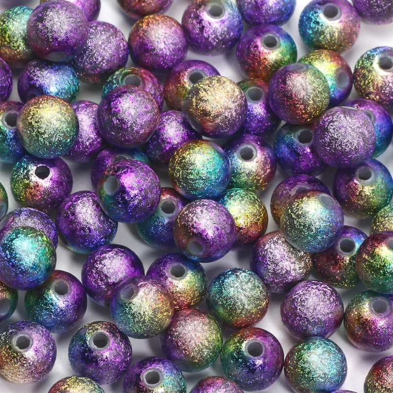 30/50/100/200pcs 4 6 8 10mm Gradient Color Round Acrylic Spacer Beads Frosted Ball Seed Beads For Jewelry Making Diy Bracelet