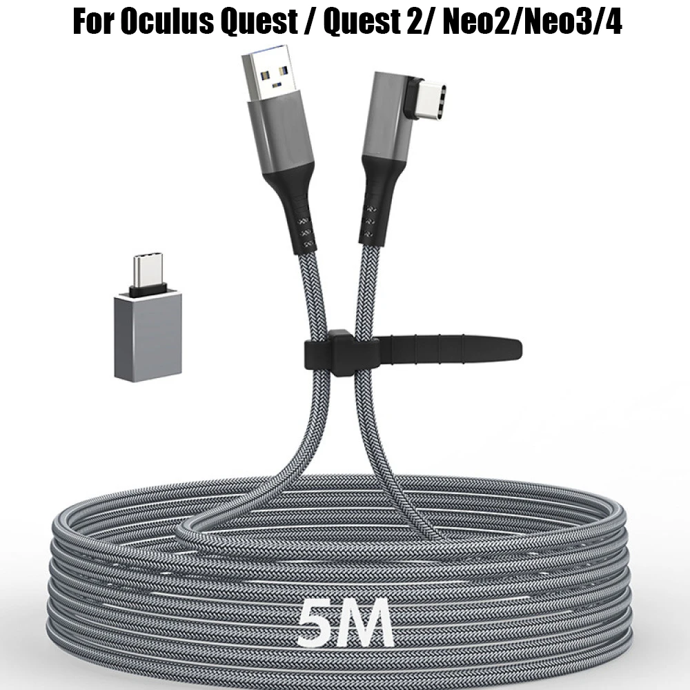 1PCS 5M Charge Cable For Oculus Quest / Quest 2/ Neo2/Neo3/4 Link Cable Fast Charges Type-C Adapter Durable VR Headset Accessory