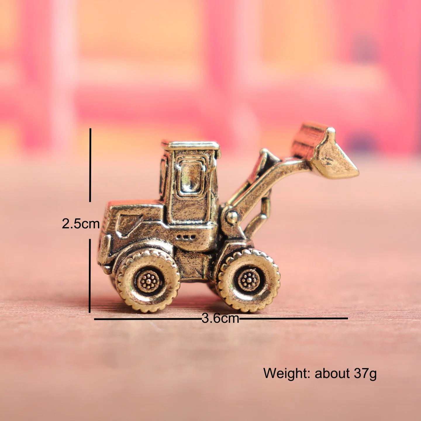 Engineering Bulldozer Model Small Statue Retro Brass Figurines Micro Landscap Desktop Ornament Home Decorations Crafts Accessory
