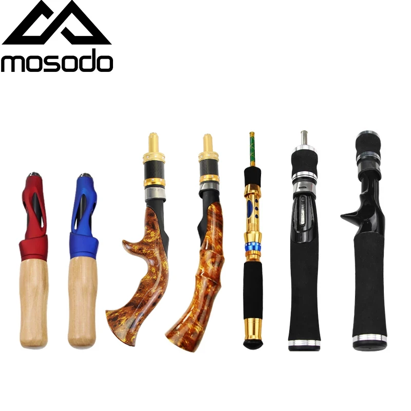 Mosodo Spinning Fishing Rod Handle Soft Wooden Grip Ice Winter Fishing Rod Carbon Fiber Mini Fishing Pole Tackle Metal Handle