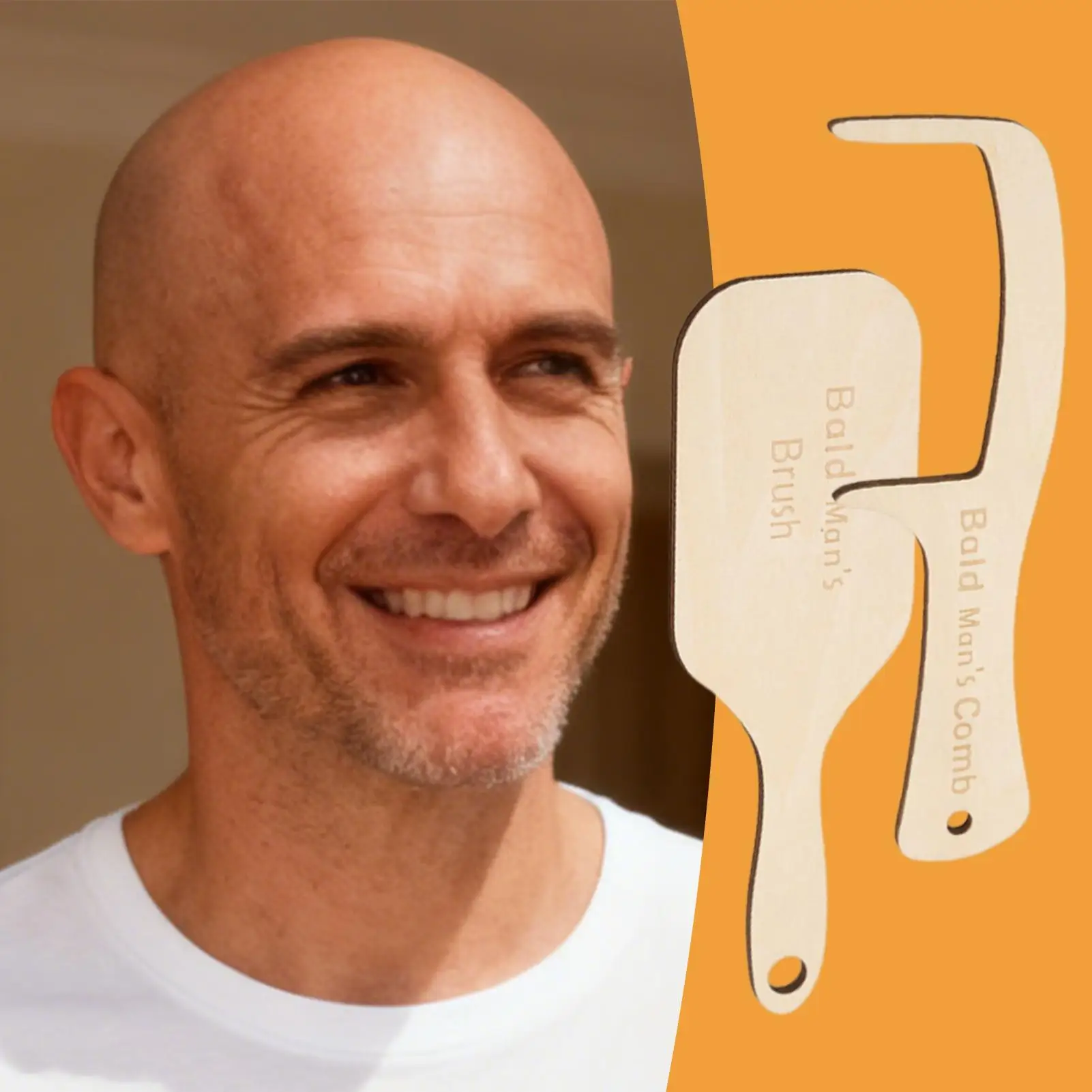 2pcs Prank Bald Wooden Hair Comb for Bald Men - Family Theme No Electricity Required Prank Christmas Gift Hair Comb Decoration
