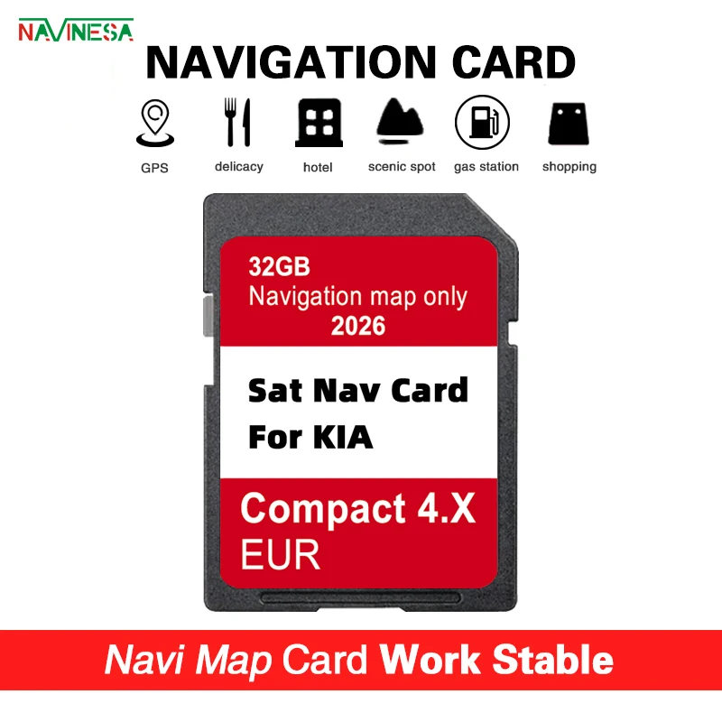 

GPS SD Card for KIA Compact 4.X Soul Sorento Optima Vehicle Updates 32GB NAVIGATION GEN4 2026 Version Europe UK Maps Sat Nav