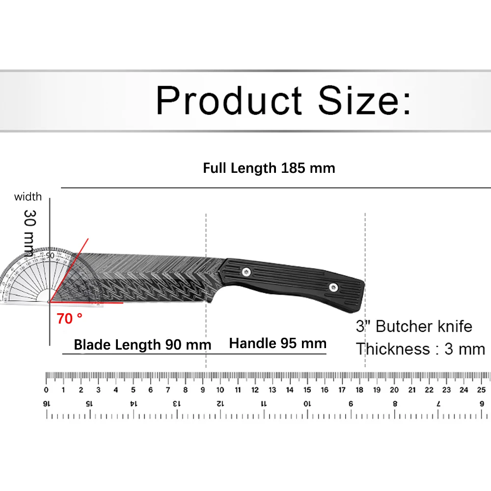 3-inch Butcher Boning Knife Cleaver Meat Chopping Vegetables Fish Knife Stainless Steel Handle Kitchen Knife Chef Heavy Knife