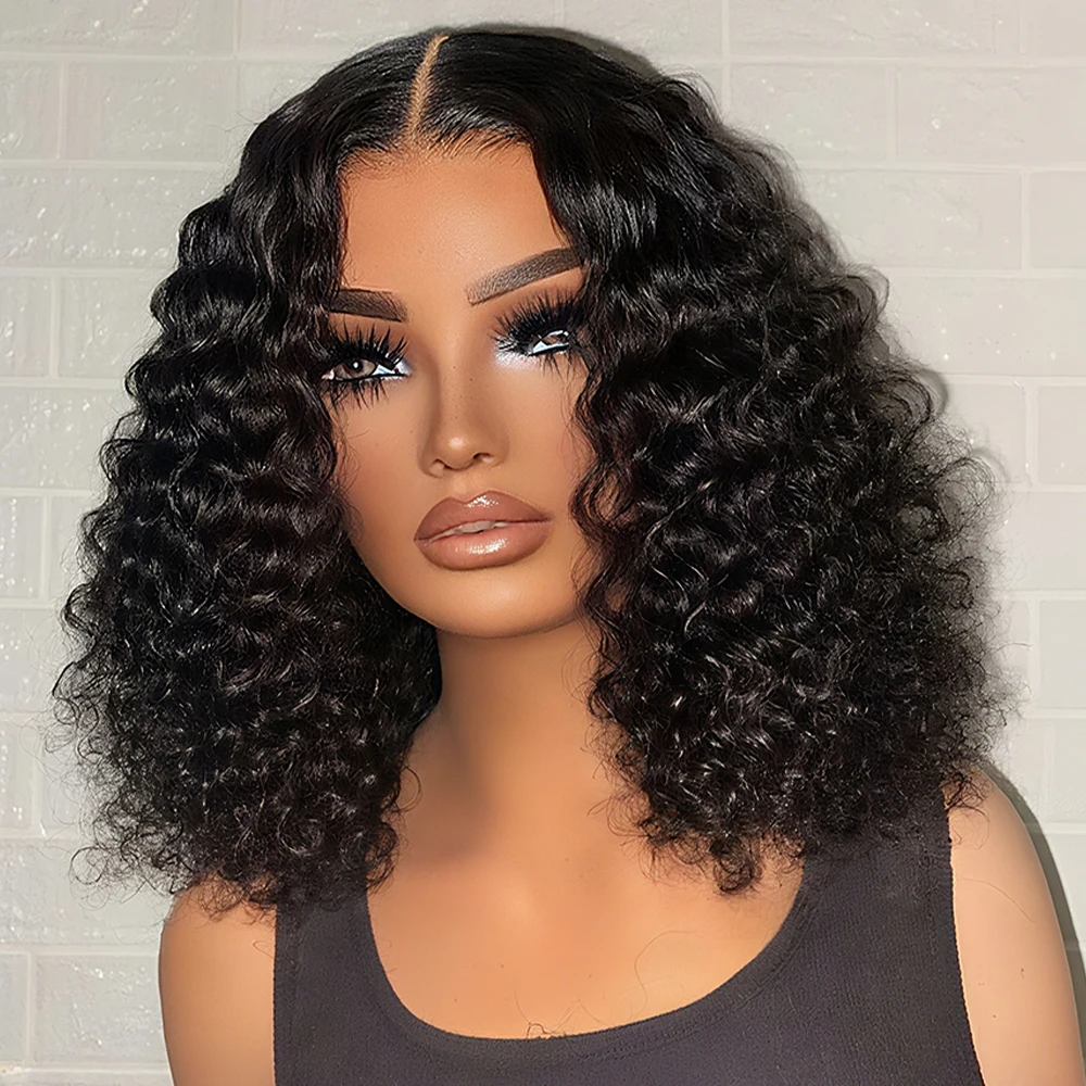 

13x4 Бесклеевой парик с глубокими волнами Боб Бразильские человеческие волосы Wear and Go Короткий боб 13x6 HD Парик фронта шнурка Предварительно выщипанный для чернокожих женщин