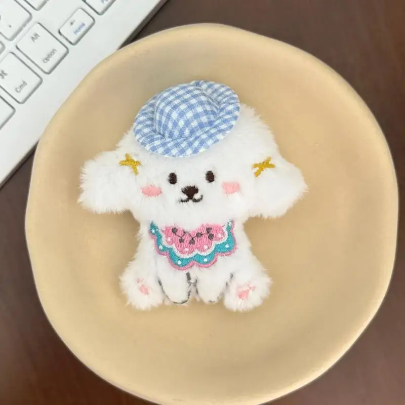 XM1pc peluche poupée jouets breloques accessoires cadeaux dessin animé lunettes chapeau chien en peluche porte-clés Kawaii chiot sac à dos pendentif porte-clés
