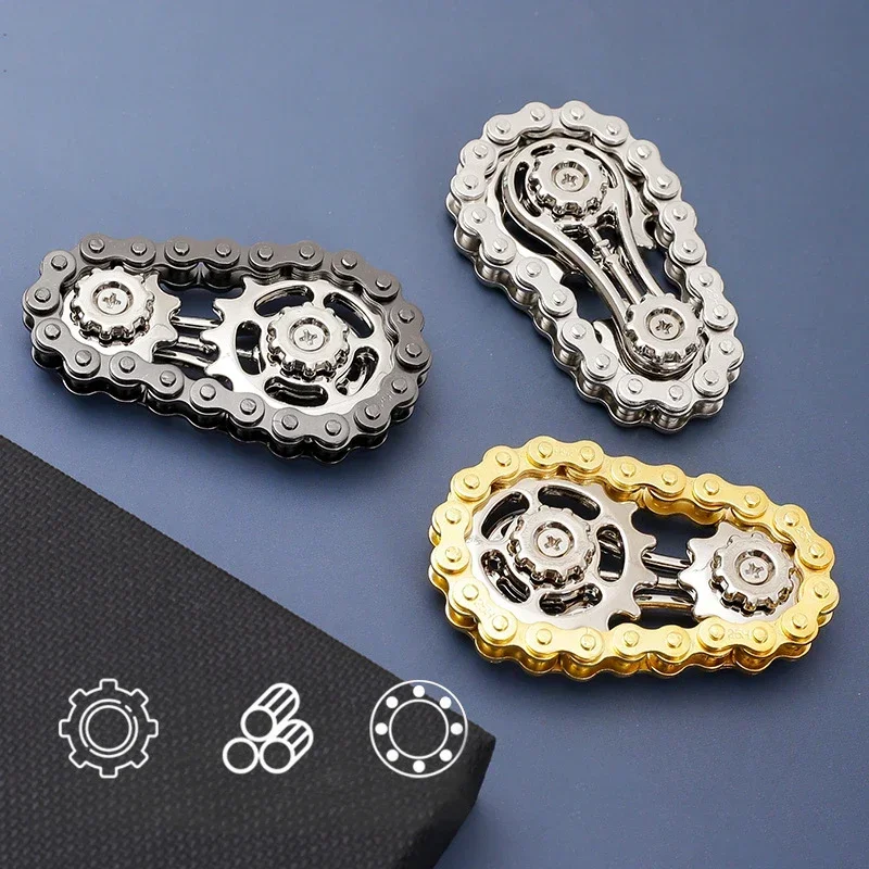 2025Sprockets Flywheel Fingertip Gyro Fidget Spinner Antistress Anxiety Metal Bike Chains EDC Spinner Fidget Toys For Adult Kids