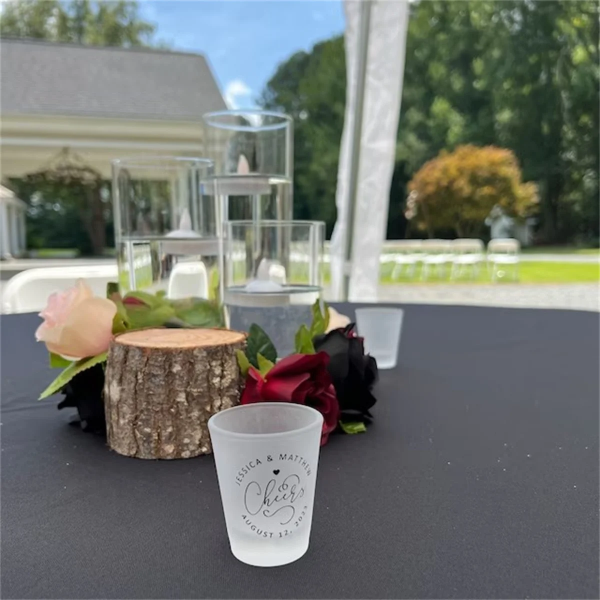 10pcs Personalized Frosted Shot Glass - Cheers Monogram - Unique Shot Glass - Wedding Favors -Gift Ideas - White Froste