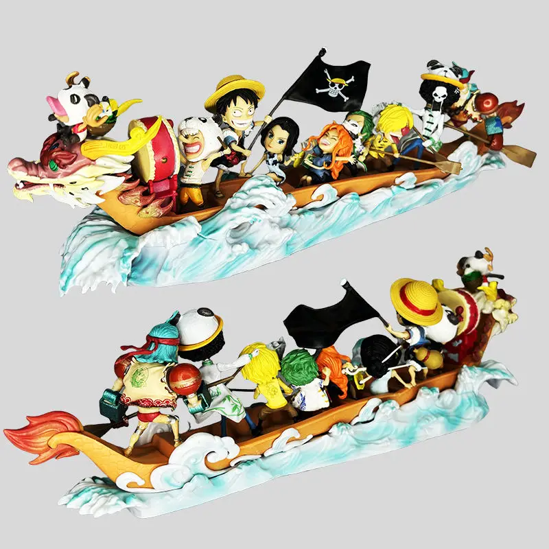 One Piece Luffy Zoro animation peripheral small dragon boat crew straw hat model figure bedroom table decoration ornament gift