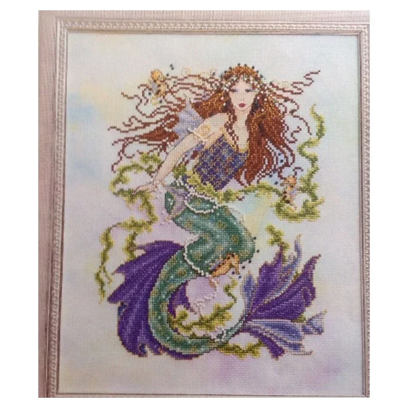 Amishop Gold Collection Lovely Counted Cross Stitch Kit Mermaid Fish Fairy Goddess Fairyland Under The Sea JE