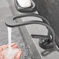Basin Faucet Brass Bathroom Mixer Tap Black Grey White Gold Wash basin Faucet Single Handle Hot and Cold Lavotory Faucet