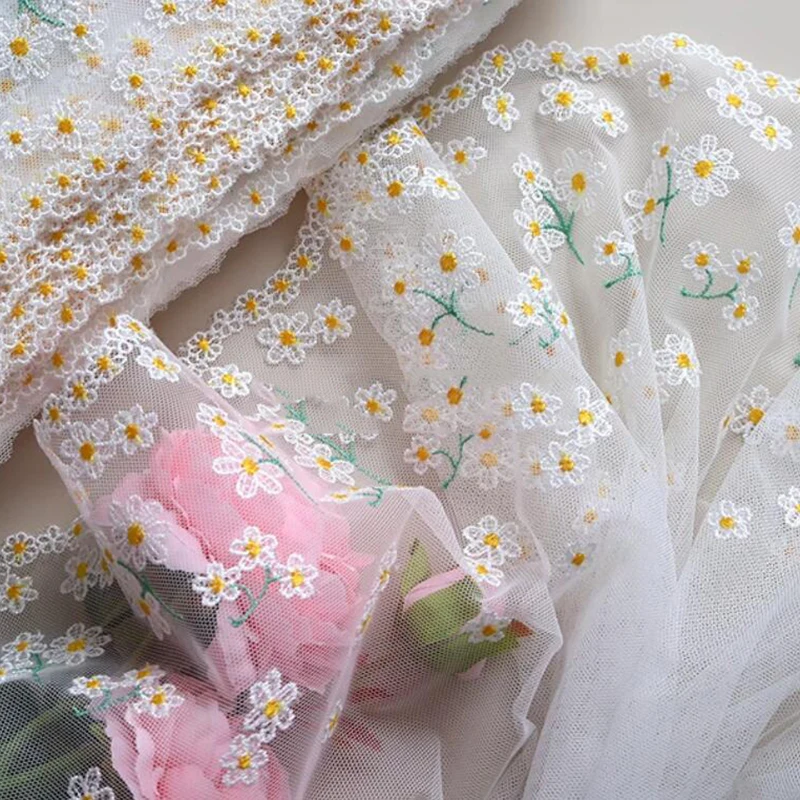 21Yards Daisy Floral Embroidery Lace Trim Skirt Hem Underwear Sewing Material Craft DIY Apparel Fabric Lace