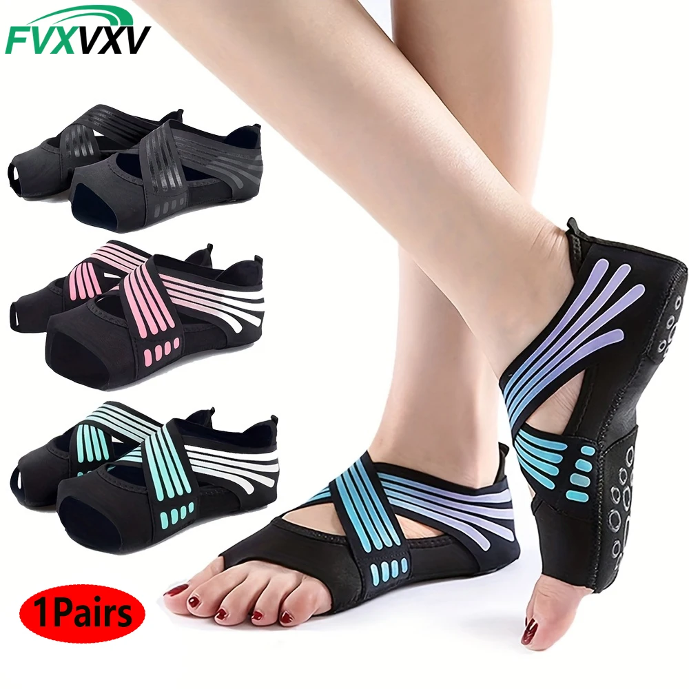 1Pair Non Slip Pilates Socks,Yoga Socks for Women, Women's Yoga Socks, Clasped Pilates Socks for Ballet Pilates Barre Dance
