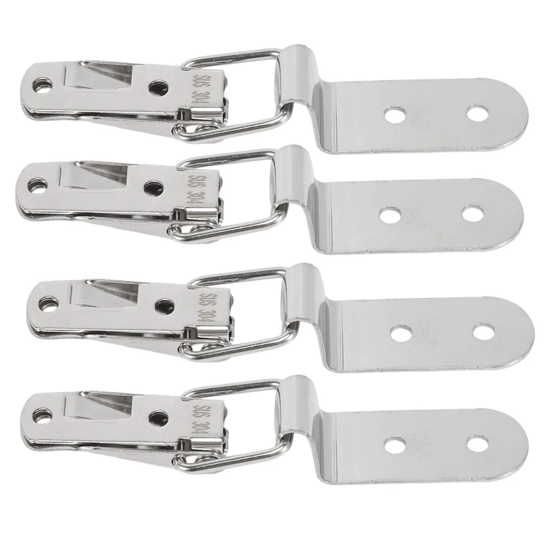 90 Degrees Duck-Mouth Buckle Hook Lock Stainless Steel Spring Loaded Draw Toggle Latch Clamp Silver Hasp Latch Catch