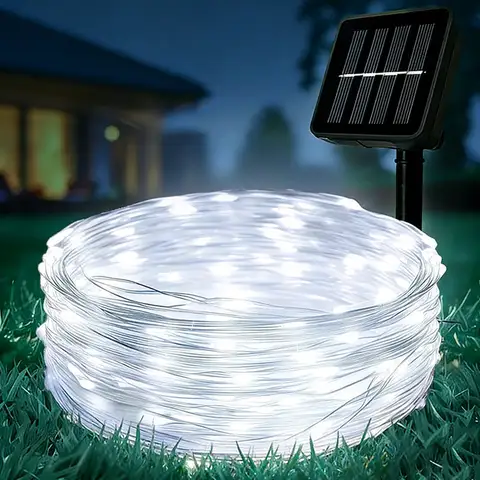 Flexible LED Solar String Lights 8modes Outdoor Waterproof Fairy Lights for Courtyard Fence Wall Porch Street