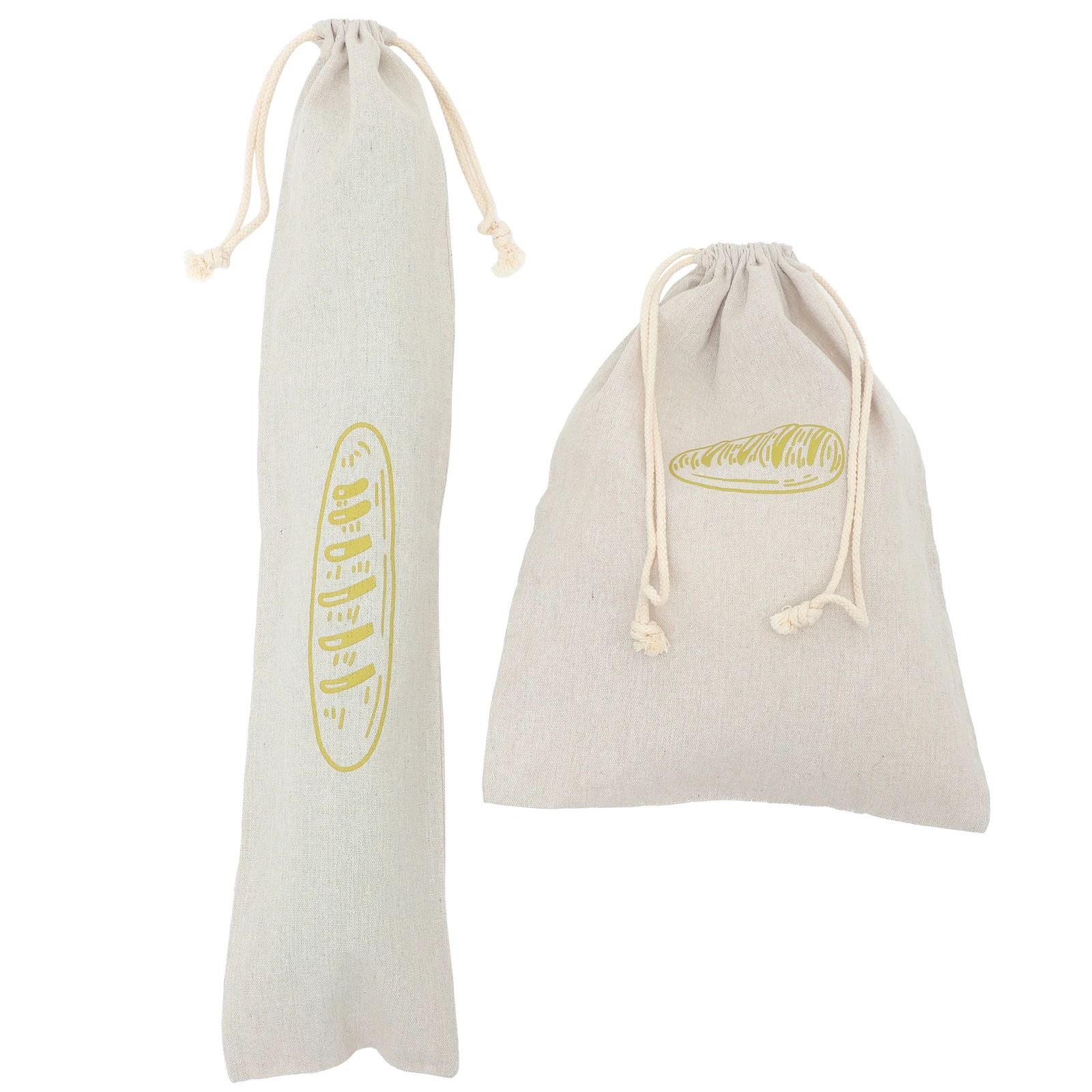 

2 Pcs Bread Bag Linen Reusable Drawstring Storage Bakery Grocery Holder Green Color Food Container Kitchen ganizers