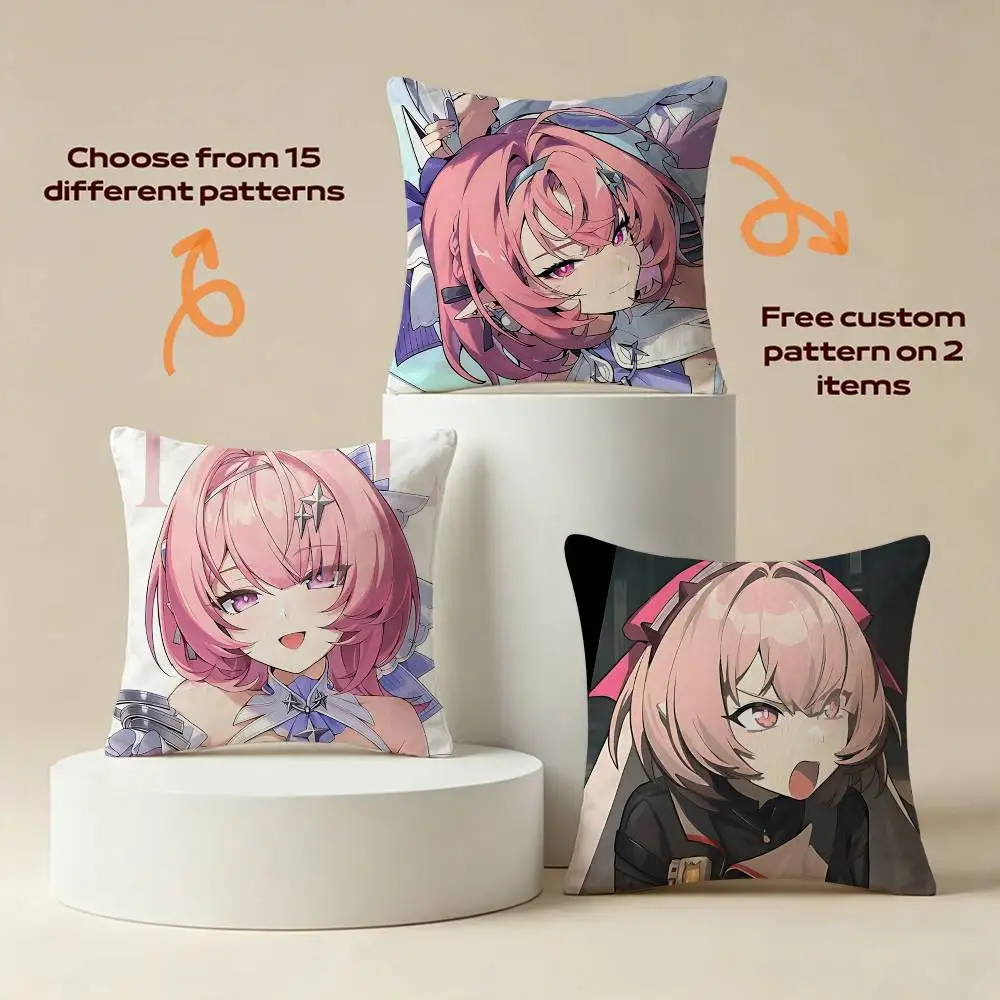Angel of Eridu Remielle Game ZZZ Square Sofa Pillow Cover Solid Color Living Room Home Decor Cushion Case