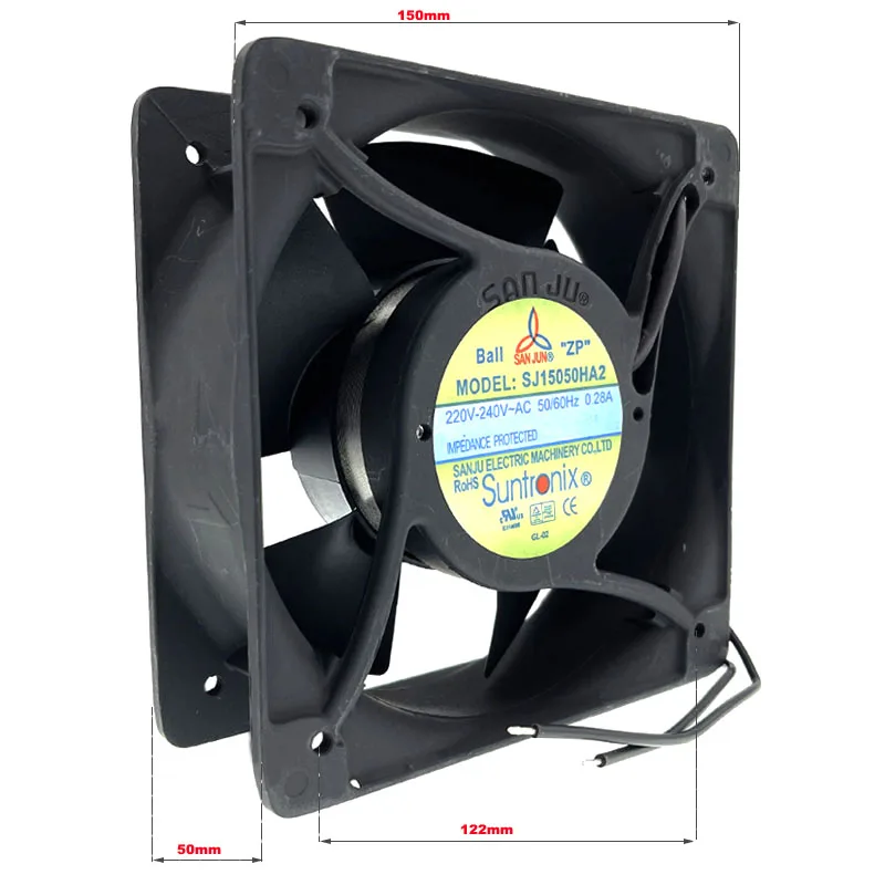 

SJ15050HA2 SJ15050HA1 Cooling Fan 150mm 15cm 110V 115V 220V 240V,150X150X50mm Dual Ball Bearing High Airflow CFM Cooler