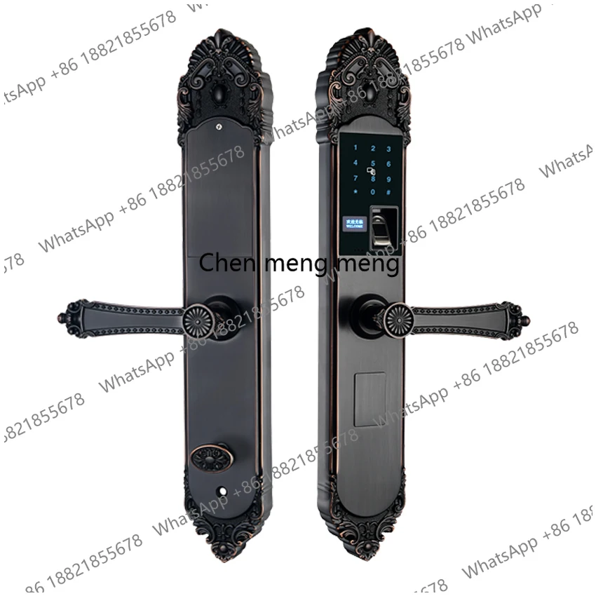 Luxury villa door copper smart lock with fingerprint password card key electronic door lock
