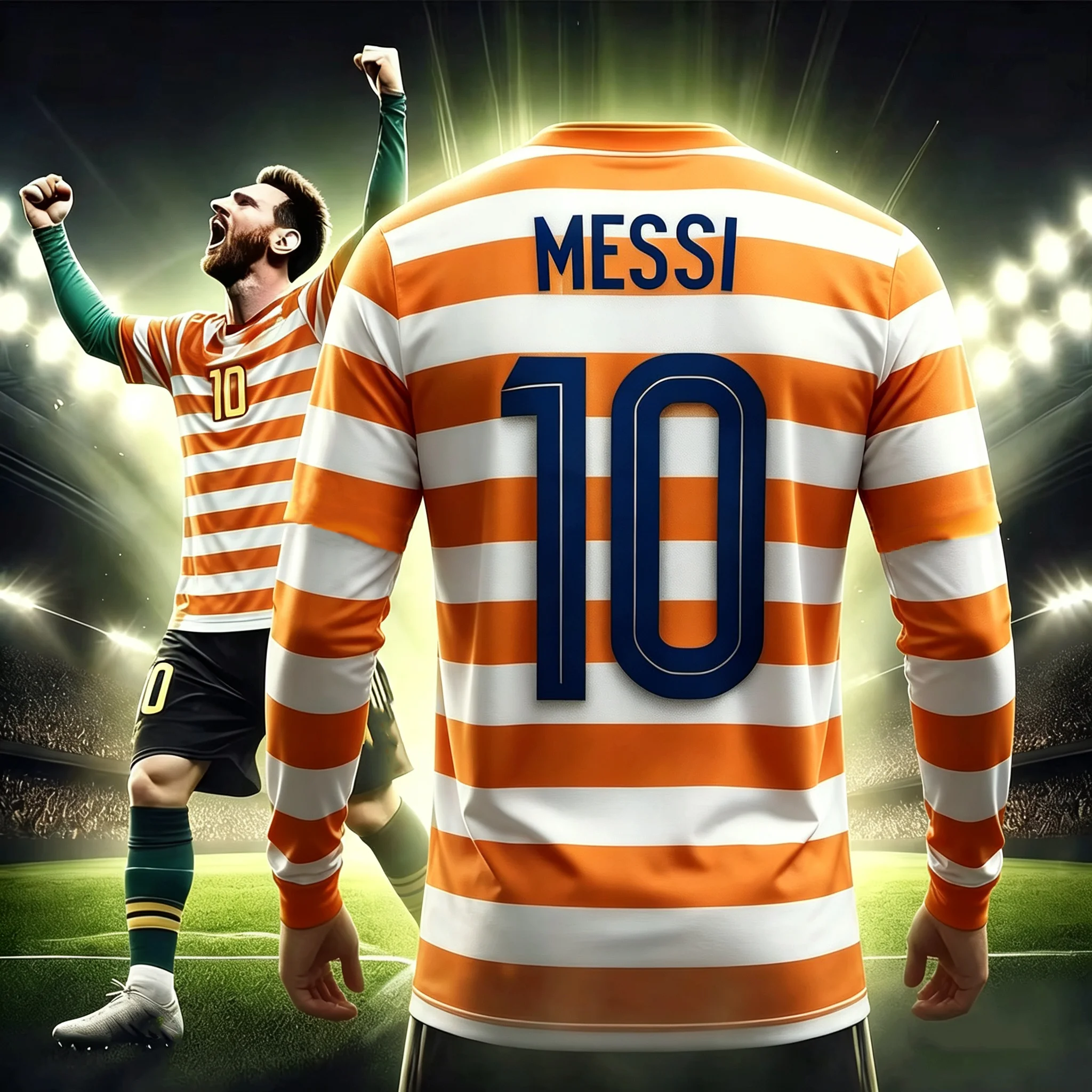 26-27# Messi Printed Men's Fan Commemorative Long-sleeved T-shirt for Outdoor Sports Breathable Quick Drying Comfortable Kids