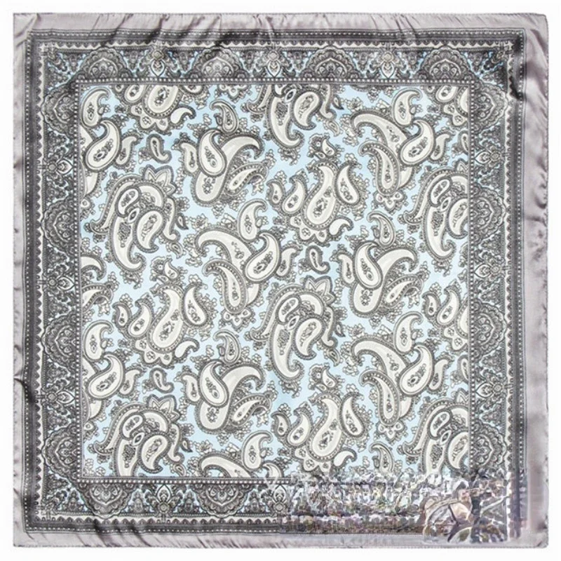 Men Silk Scarf 60cm Bohemian Retro Style Cashew Neutral Unisex Small Silk Scarf Square Scarf