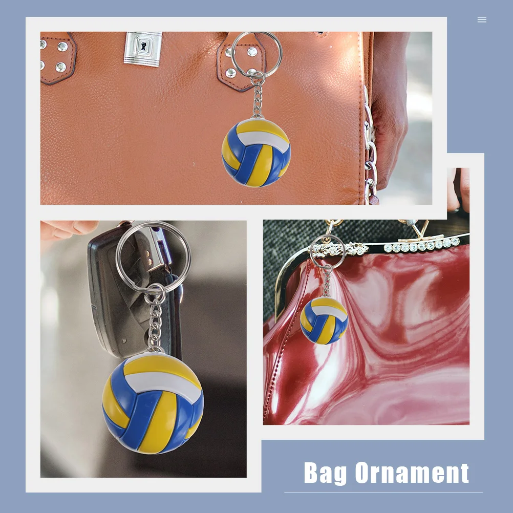 

3pcs Pu Volleyball Key Chain Durable Sports Souvenir Key Ring For Bag Decor Creative Stereo Design Gift For Fans