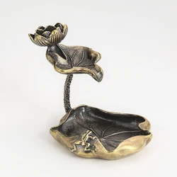 Copper Backflow Incense Holder Base Lotus Leaf Waterfall Incense Burner Yoga Aromatherapy Relaxation Censer Home Tea Pets Gifts