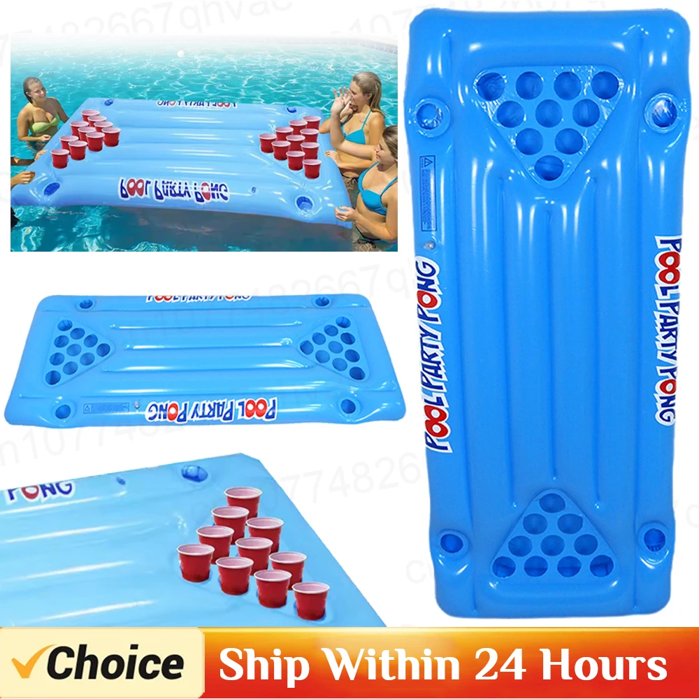 Swimming Pool Float Beer Pong Table Bar Tray Inflatable Cup Holder Swimming Pool Mattress Food Drink Holder Pool Accessories