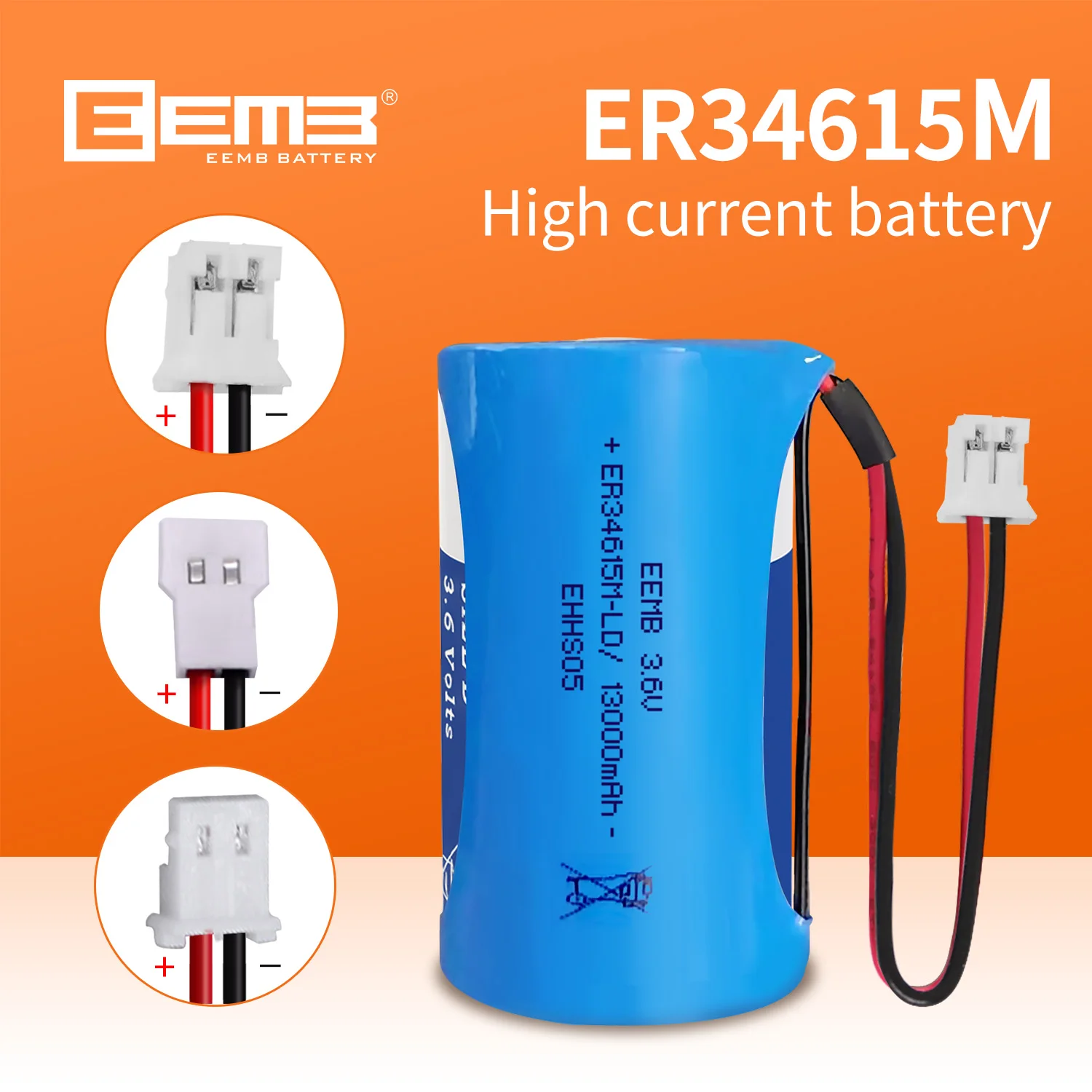 

Battery Factory Customized 3.6V D size Lithium Battery ERbattery34615M-LD with plug Non rechargeable Machinable battery pack