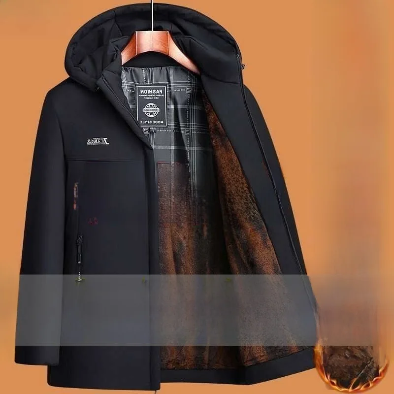 

Winter Jaet Golden Mink Lined Parka New Sle Loose Fit Warmth Thiened Cotton Coat for Men Middle-Aged And ly