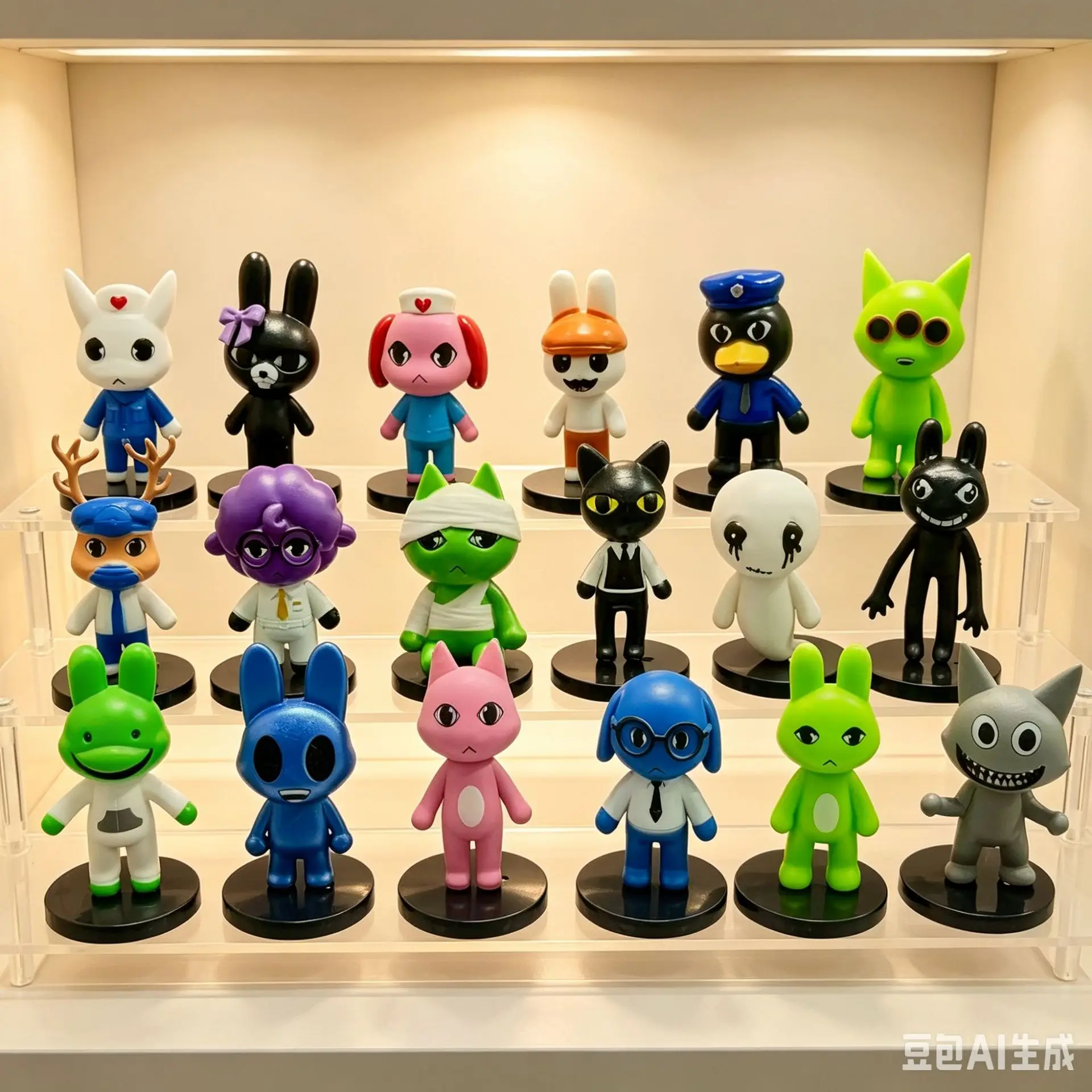Animal Hospital Figures Toy Set with Cat Dog Penguin Bunny - Horror Game Anomaly Theme Birthday Gifts for Kids Hospital Accessor